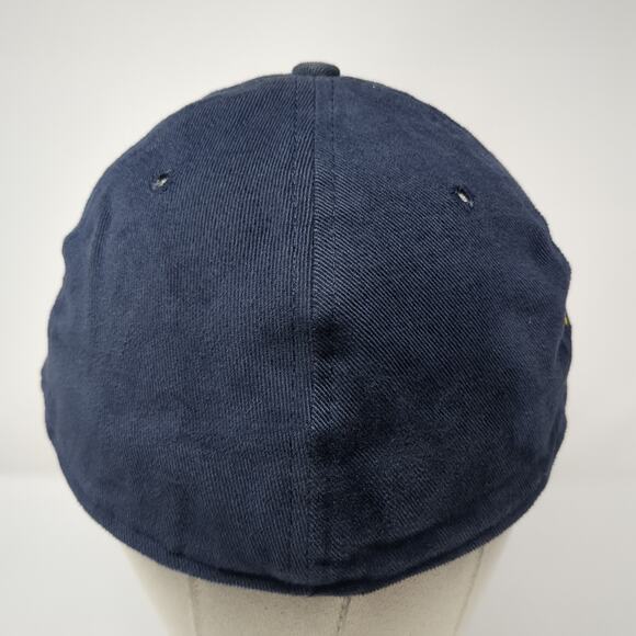 New Era Fitted Baseball Hat Blue 7 1/2 Embroidered Vent Holes Vintage USA - Picture 6 of 9